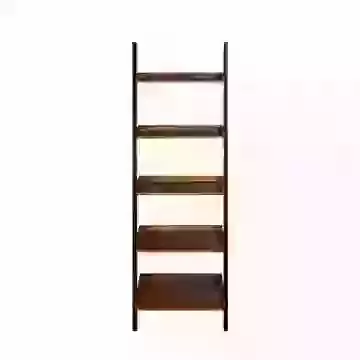 5 Shelf Ladder Bookcase Oiled Oak with Black Painted Side Rails
